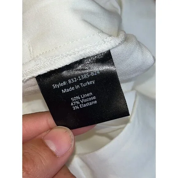 Jenni Kayne Riley Linen Blend Pleated Front Relaxed Fit Trouser Pants White Sz 4 - Picture 12 of 13